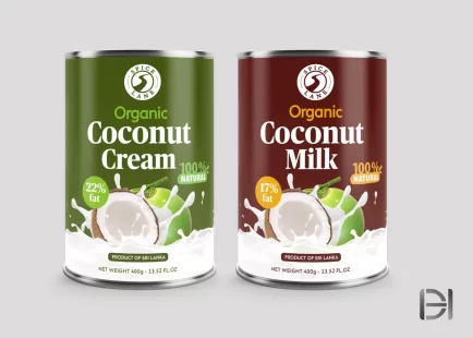 Coconut milk and cream labels design