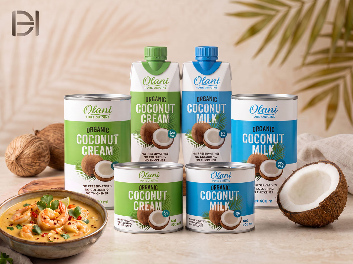 Complete Packaging & Label Design for an Organic Coconut Product Range